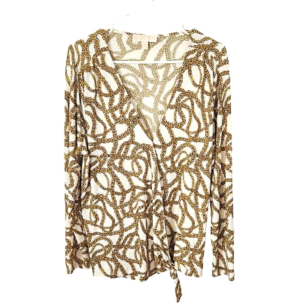 Michael Michael Kors Cream Gold Chain Top XL